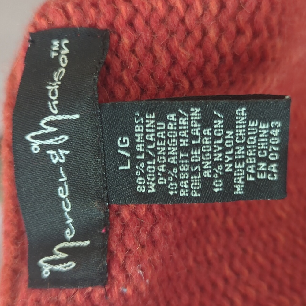 Mercer & Madison Orange Chunky Knit Wool Cardigan Sweater - Picture 8 of 9